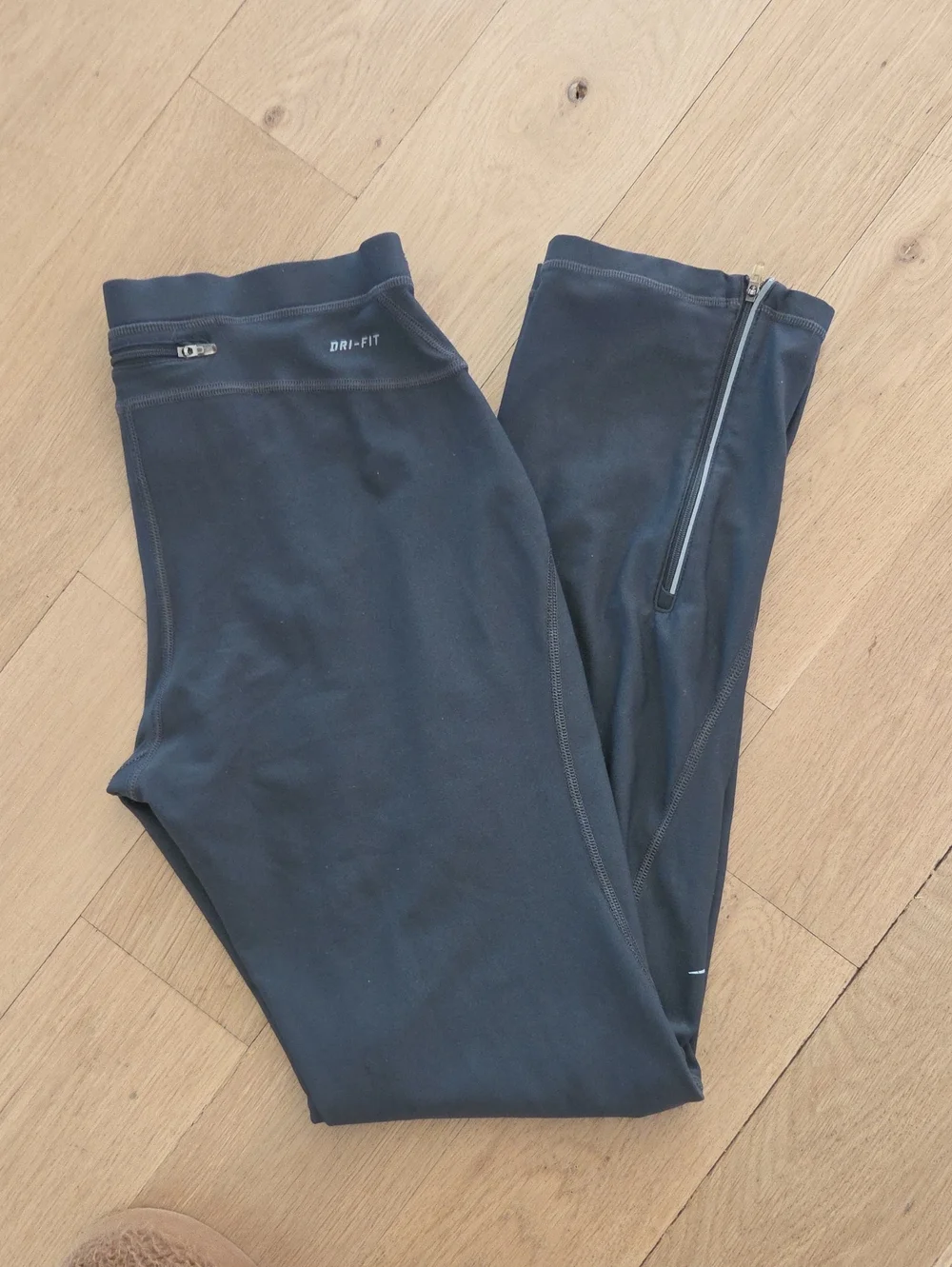 Nike Gray Dri-FIT Leggings with Zippered Pocket